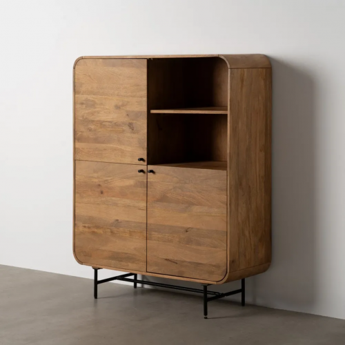 Armario Natural de Madera de Mango con Patas de Hierro 3 Puertas 2 Huecos - Ixia (1)