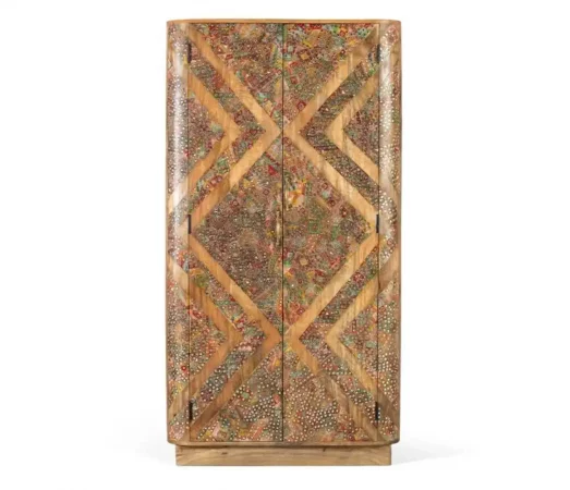 Armario artesanal de madera de mango con incrustaciones y espejos -170x90x48cm-MOVIL (1)