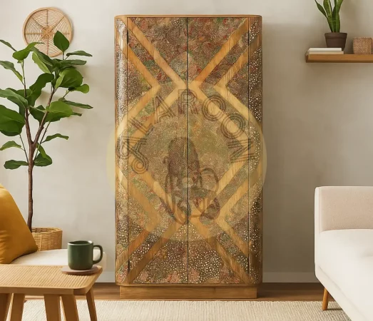 Armario artesanal de madera de mango con incrustaciones y espejos -170x90x48cm-MOVIL (2)