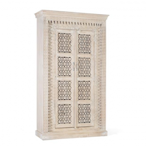 Armario con 2 Puertas Madera de Mango Maciza de Color Blanco Decapé - Giner y Colomer - 2