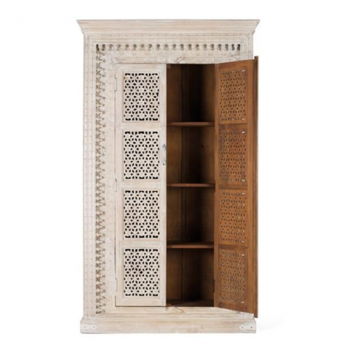 Armario con 2 Puertas Madera de Mango Maciza de Color Blanco Decapé - Giner y Colomer - 3