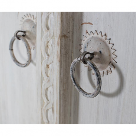 Armario con 2 Puertas Tallado Madera de Mango Blanco Decapado - Giner y Colomer - 5