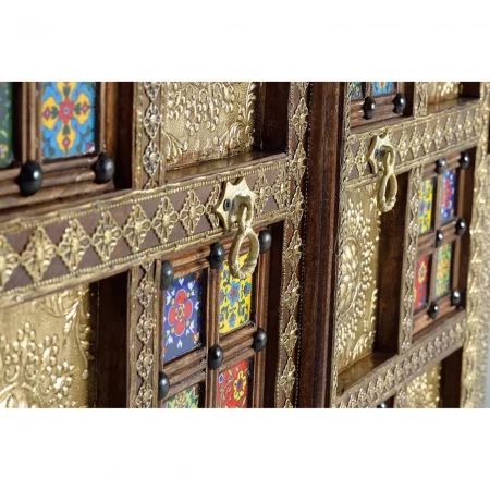 Armario de 2 Puertas Madera Acacia con Incrustaciones Cerámicas y Bronce - Giner y Colomer (2)