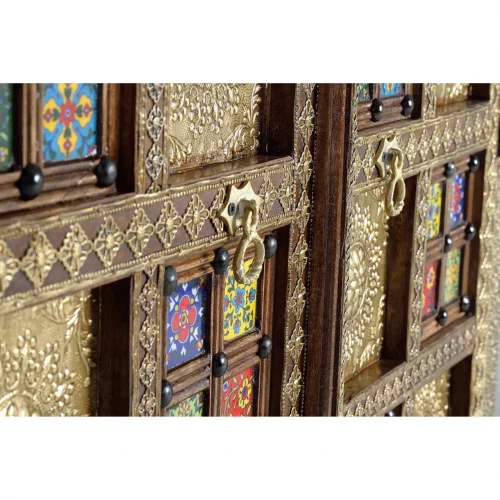 Armario de 2 Puertas Madera Acacia con Incrustaciones Cerámicas y Bronce - Giner y Colomer (2)