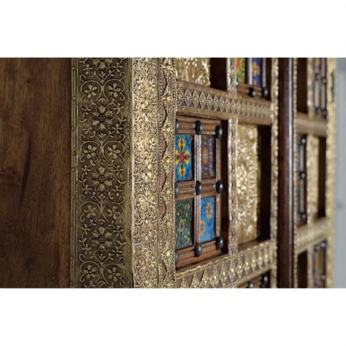 Armario de 2 Puertas Madera Acacia con Incrustaciones Cerámicas y Bronce - Giner y Colomer (5)