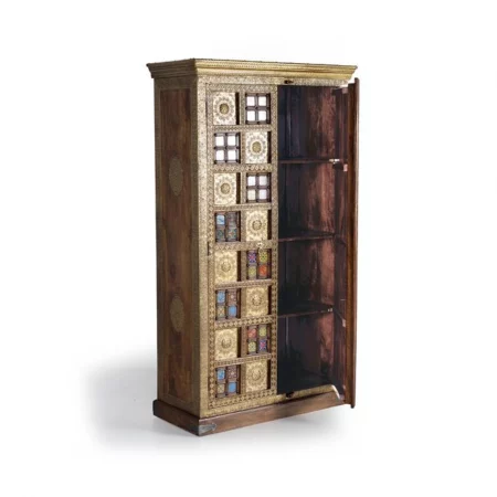 Armario de 2 Puertas Madera Acacia con Incrustaciones Cerámicas y Bronce - Giner y Colomer (6)