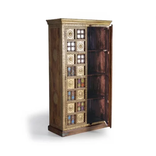 Armario de 2 Puertas Madera Acacia con Incrustaciones Cerámicas y Bronce - Giner y Colomer (6)