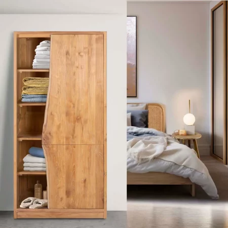 Armario de 2 Puertas de Madera de Teca 90x50x190 Cm - Moycor (6)
