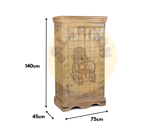 Armario de Madera de Acacia y Hierro Tallado a Mano 75x42x140 Cm - Moycor (4)