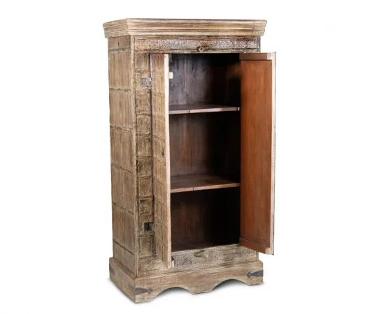 Armario de Madera de Acacia y Hierro Tallado a Mano 75x42x140 Cm - Moycor (6)