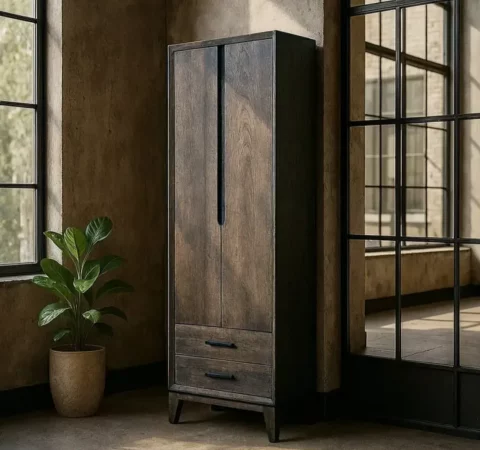 Armario de Madera de Mango Marron 75x40x200 Cm - IXIA (5)