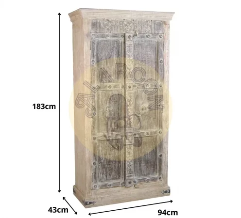 Armario de Madera de Mango Tallado a Mano - 94x43x183 cm-MOVIL (6)