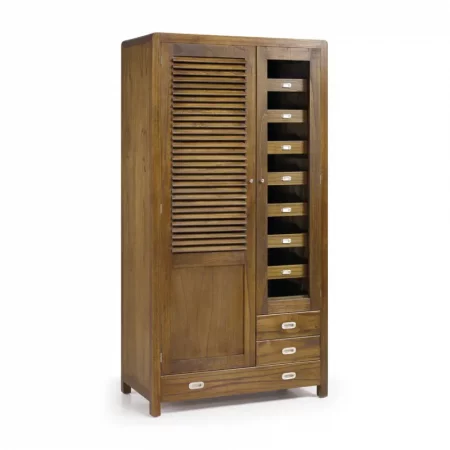 Armario en Madera de Mindi con 3 Cajones y 2 Puertas Modelo Flash 105x55x200 Cm - Moycor (1)