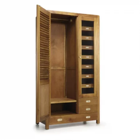 Armario en Madera de Mindi con 3 Cajones y 2 Puertas Modelo Flash 105x55x200 Cm - Moycor (2)