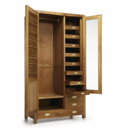 Armario en Madera de Mindi con 3 Cajones y 2 Puertas Modelo Flash 105x55x200 Cm - Moycor (3)
