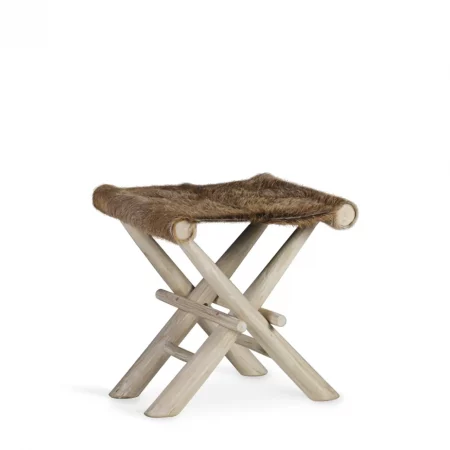 Auxiliar Maletas Plegable de Piel de Cabra y Madera de Teca - Moycor (1)