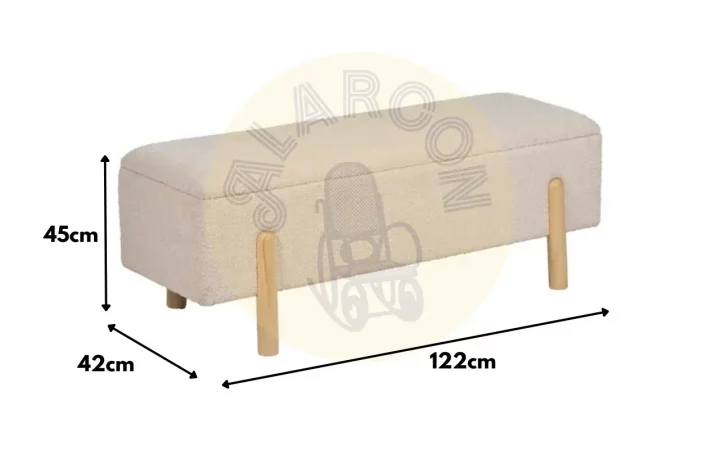 Banco Baul DM Tejido Crema 122x42x45 Cm - IXIA (1)