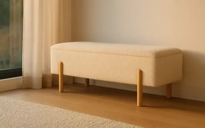 Banco Baul DM Tejido Crema 122x42x45 Cm - IXIA (3)