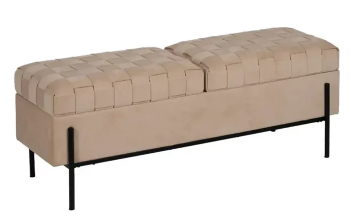Banco Baul Metal Tejido Beige 121x41x47 Cm - IXIA (3)