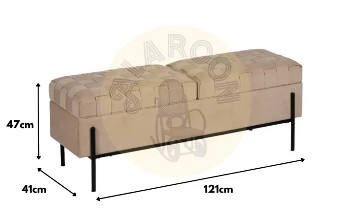 Banco Baul Metal Tejido Beige 121x41x47 Cm - IXIA (5)