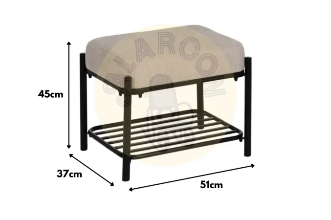 Banco Metal Tejido Beige 51x37x45 Cm - IXIA (2)