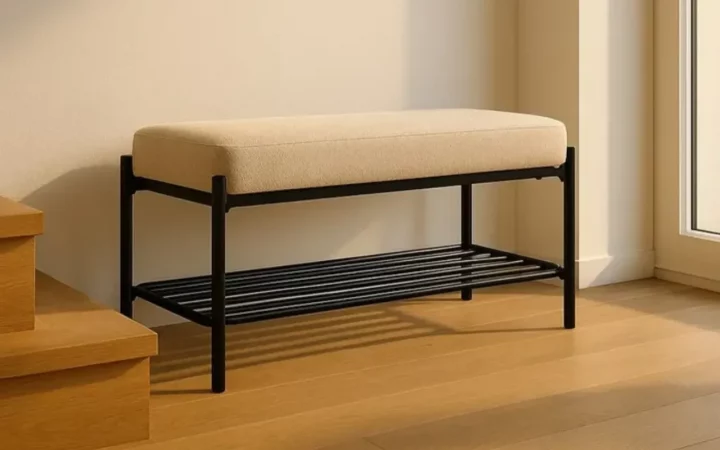 Banco Metal Tejido Beige 91x36x45 Cm - IXIA (5)