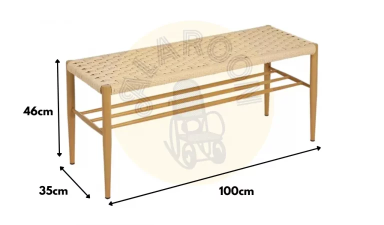 Banco de Cuerda y Metal Natural 100x35x46 Cm - IXIA (5)