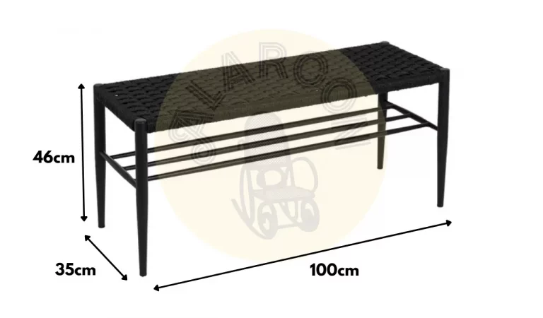 Banco de Cuerdo y Metal Negro 100x35x46 Cm - IXIA (1)