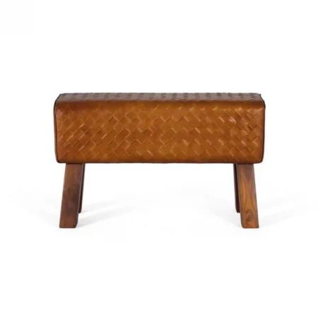 Banco de Piel Contemporáneo Tapizado en Piel Bovina y Base de Madera - Giner y Colomer (2)