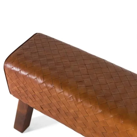 Banco de Piel Contemporáneo Tapizado en Piel Bovina y Base de Madera - Giner y Colomer (3)