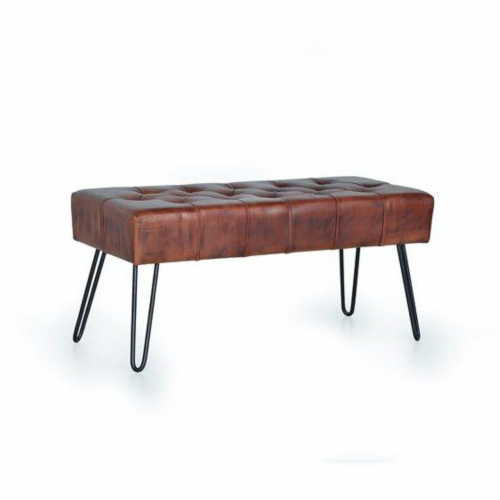 Banqueta Piel Vacuno Patas Metal 96x40x44 - Giner y Colomer - 1