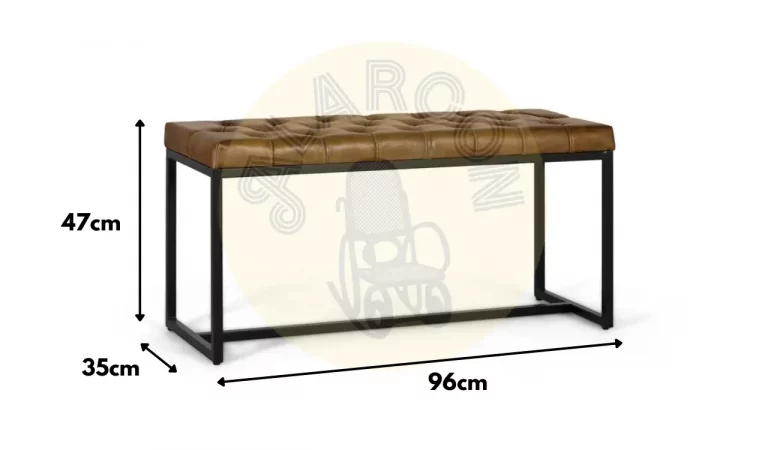 Banqueta de Piel y Hierro Marron 96x35x47 Cm - Giner y Colomer (3)
