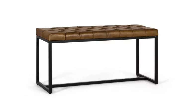 Banqueta de Piel y Hierro Marron 96x35x47 Cm - Giner y Colomer (5)