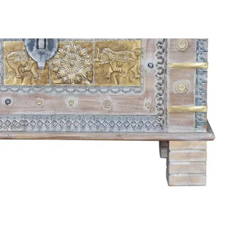 Baúl Madera Mango Maciza Decapado Detalles Bronce 80x40x45 Cm - Giner y Colomer (4)