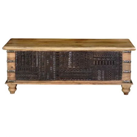 Baúl Madera Mango Maciza Tallado a Mano 116x40x45 Cm - Giner y Colomer (1)