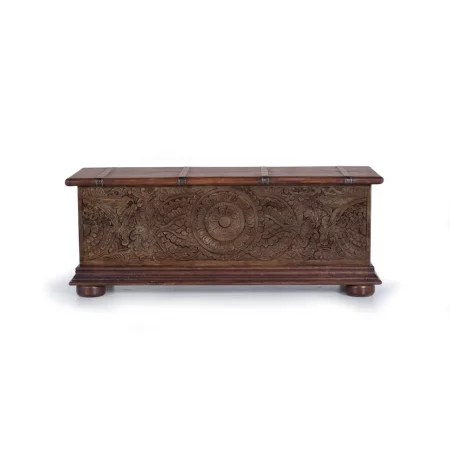Baúl Madera Mango Maciza Tallado a Mano 116x40x45 Cm - Giner y Colomer (1)