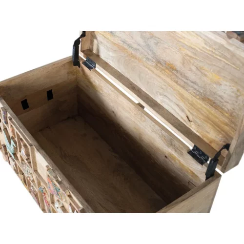 Baúl Madera Mango Tallado y Pintado a Mano 80x40x47 Cm - Giner y Colomer (4)