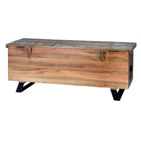 Baúl Madera Reciclada Multicolor Patas Metal 116x40x47 Cm - Giner y Colomer (6)