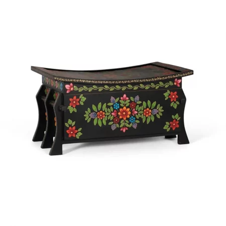 Baúl de Madera de Mango Pintado en Negro y Detalles Multicolor - Giner y Colomer (2)