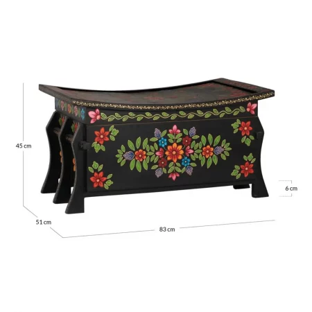 Baúl de Madera de Mango Pintado en Negro y Detalles Multicolor - Giner y Colomer (6)