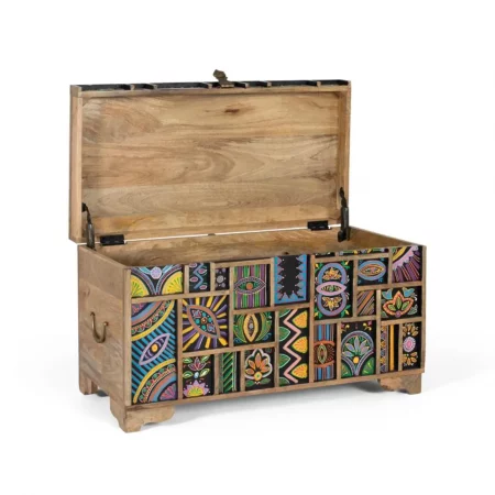 Baúl de Madera de Mango con Detalles Multicolor Pintadas a Mano - Giner y Colomer (6)