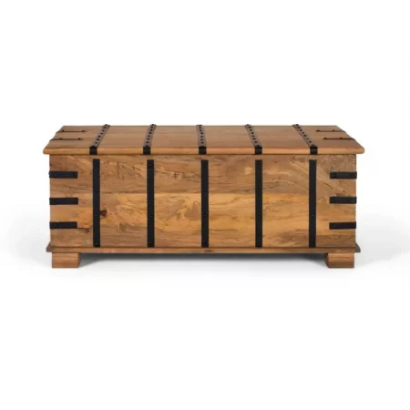 Baúl de Tapa Elevable de Madera de Mango con Tiras de Hierro - Giner y Colomer (1)