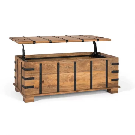 Baúl de Tapa Elevable de Madera de Mango con Tiras de Hierro - Giner y Colomer (5)