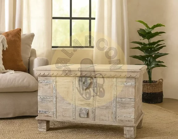Baúl de madera maciza blanco decapado con cierre decorativo-87x44x53cm-MOVIL (1)