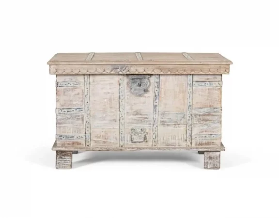 Baúl de madera maciza blanco decapado con cierre decorativo-87x44x53cm-MOVIL (2)