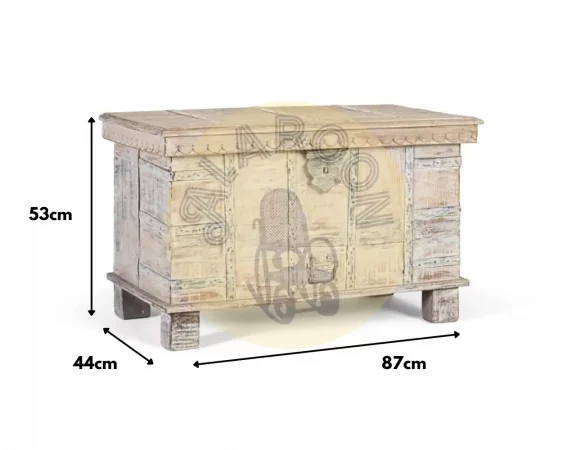 Baúl de madera maciza blanco decapado con cierre decorativo-87x44x53cm-MOVIL (5)