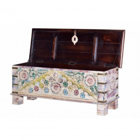Baúl en Madera de Mango con Aperturas Superior con Detalles en Bronce - Giner y Colomer - 3