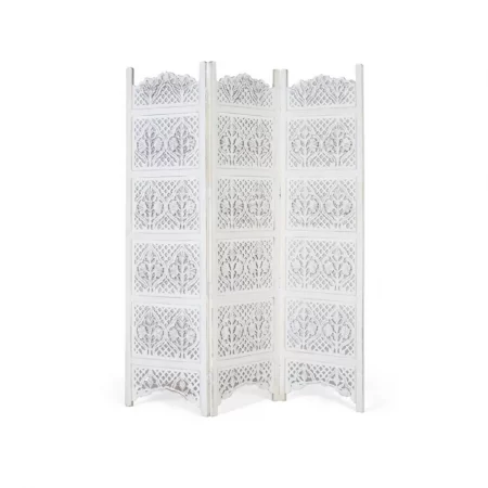 Biombo con 3 Paneles en MDF Blanco Decapado 150x3x180 Cm - Giner y Colomer (3)