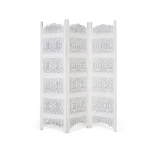 Biombo con 3 Paneles en MDF Blanco Decapado 150x3x180 Cm - Giner y Colomer (3)