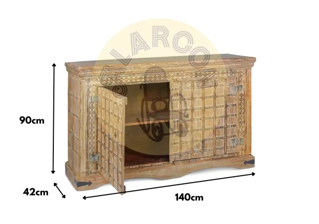 Bufet Almeria 2 Puertas Madera de Acacia Hecho a Mano 140x42x90 Cm - Moycor (3)